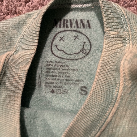 NIRVANA Green Crewneck with Yellow and Pink Design - Picture 2 of 3